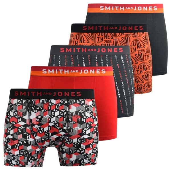 Smith & Jones Mens Brevin Boxer Shorts (Pack of 5)