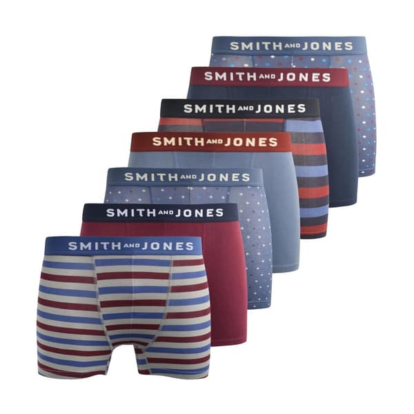 Smith & Jones Aziel Assorted Designs Boxershorts för herrar (Förpackning med 7 st)