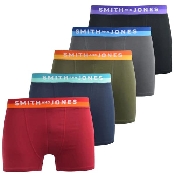 Smith & Jones Mens Jaspin Boxer Shorts (Pack of 5)