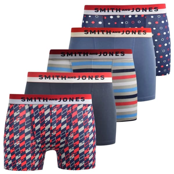Smith & Jones Nellary Assorted Designs Boxershorts för herrar (Förpackning med 5 st)