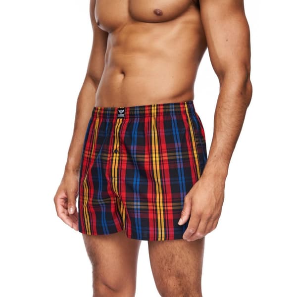 Kandor Mens Hexster Checked Woven Boxer Shorts (Pack of 6)