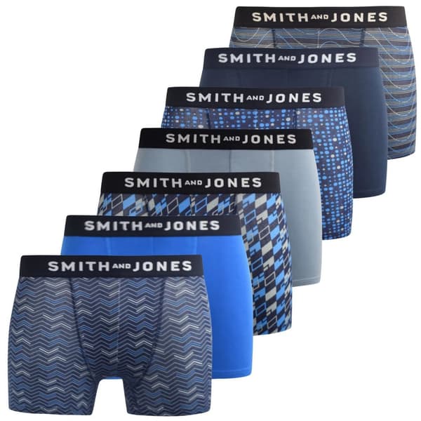 Smith & Jones Mens Zyden Assorted Designs Boxer Shorts (Pack of 7)