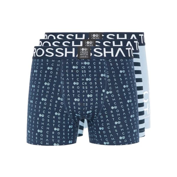 Crosshatch Mens Gridline Boxer Shorts (Pack of 3) Denim Blue M