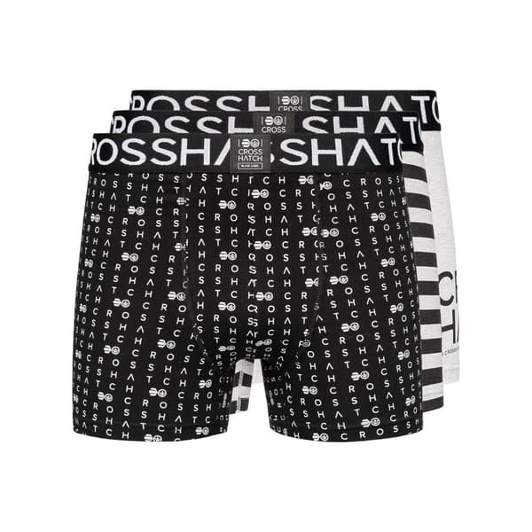Crosshatch Mens Gridline Boxer Shorts (Pack of 3) Grey Marl M