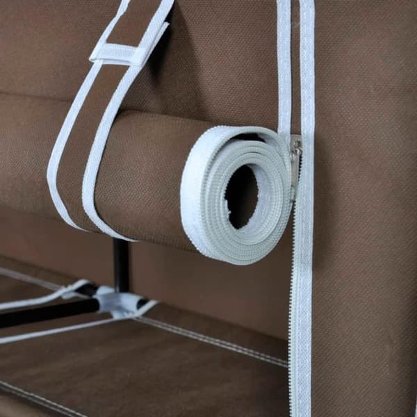 vidaXL Skoskap i stoff med trekk 115 x 28 x 110 cm brun