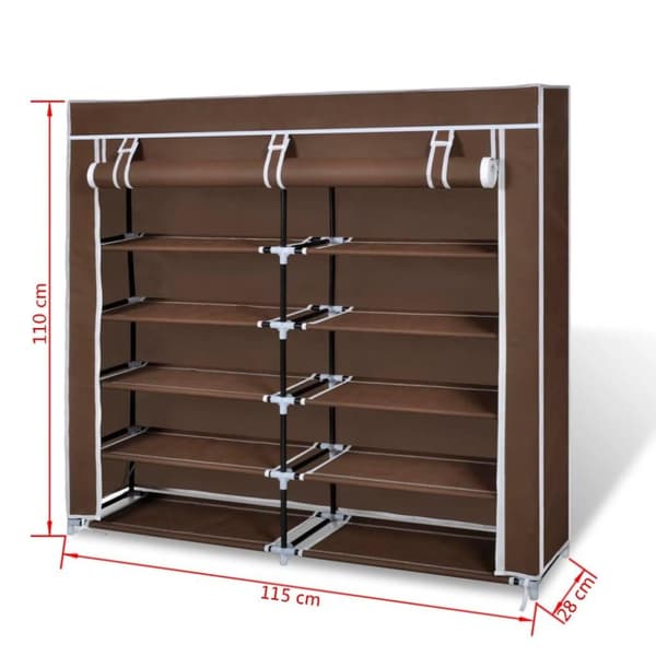 vidaXL Skoskap i stoff med trekk 115 x 28 x 110 cm brun