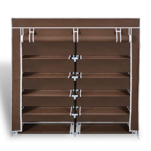 vidaXL Skoskap i stoff med trekk 115 x 28 x 110 cm brun