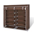 Miniatyrbilde 1 av 7: vidaXL Skoskap i stoff med trekk 115 x 28 x 110 cm brun