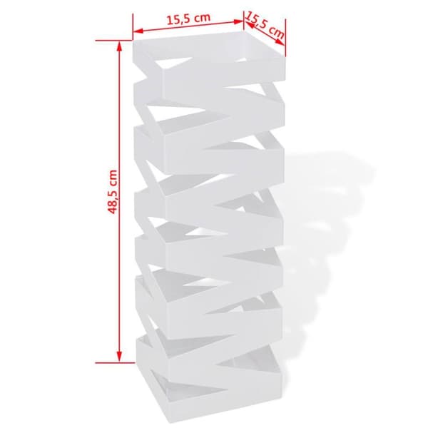 vidaXL Hvit kvadratisk Paraplyholder Stokk i stål 48,5 cm