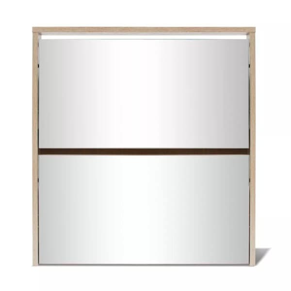vidaXL Skoskåp med 2 lådor och spegel 63x17x67 cm ek