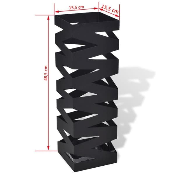 vidaXL Musta Neliö Sateenvarjoteline Teräs 48,5 cm