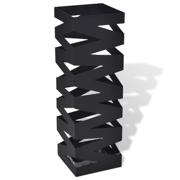 vidaXL Sort kvadratisk holder til paraplyer og stokke, stål, 48,5 cm