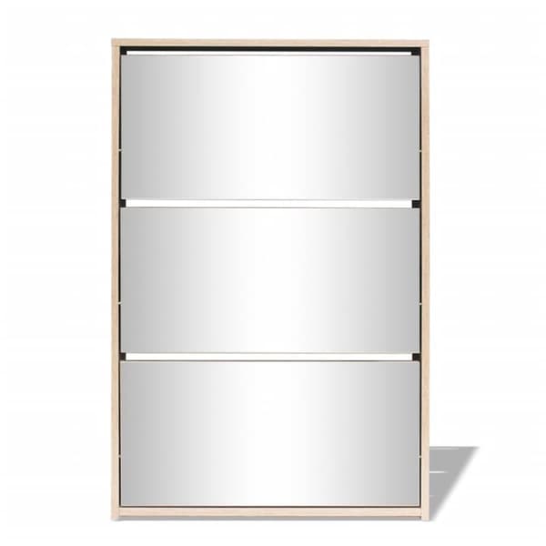 vidaXL Kenkäkaappi 3 kerrosta ja peilit Tammi 63x17x102.5 cm