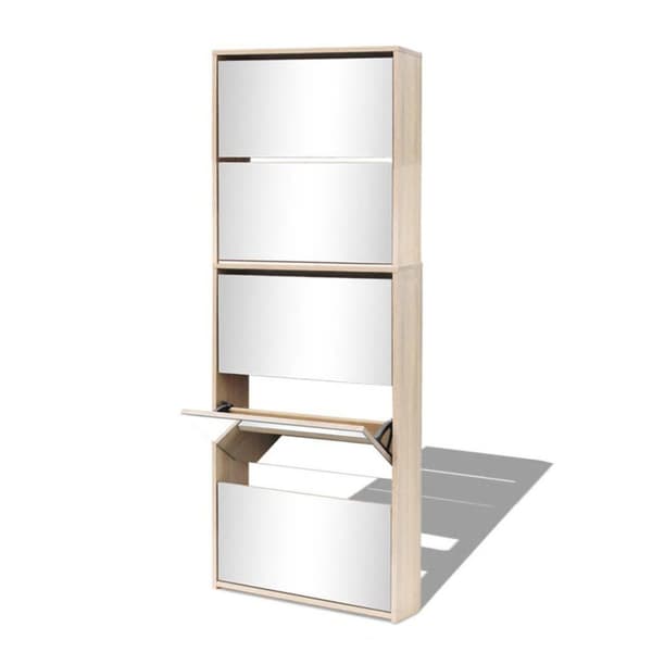 vidaXL skoskab 5 hylder med spejl 63x17x169,5 cm egetræsfarvet