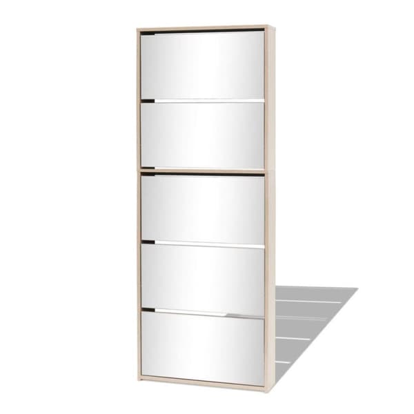 vidaXL skoskab 5 hylder med spejl 63x17x169,5 cm egetræsfarvet