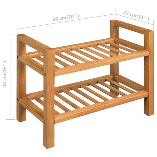vidaXL Kenkäteline 2:lla hyllyllä 50x27x40 cm täystammi