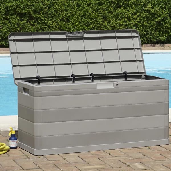 vidaXL Puutarhan Varastoarkku harmaa 117x45x56 cm