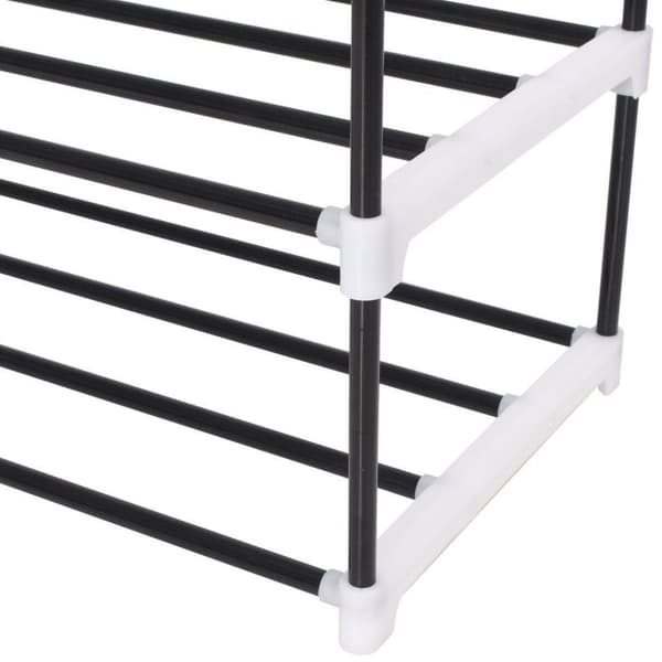 vidaXL skostativ med 4 hylder metal og plastik sort