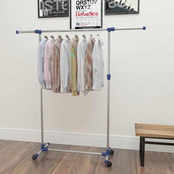 vidaXL Justerbar klädhängare rostfritt stål 165x44x150 cm silver