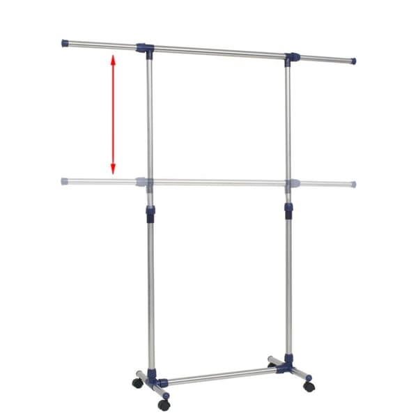 vidaXL Justerbar klädhängare rostfritt stål 165x44x150 cm silver