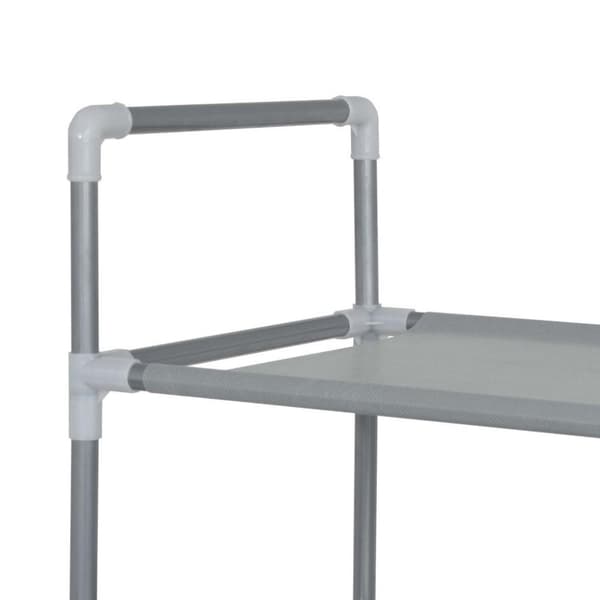 vidaXL Skohylla med 10 hyllor metall och non-woven tyg silver