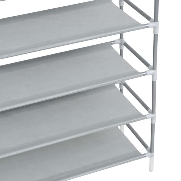 vidaXL Skohylla med 10 hyllor metall och non-woven tyg silver