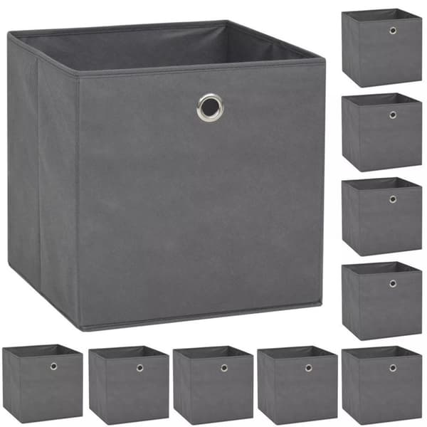vidaXL Oppbevaringsbokser 10 stk ikke-vevet stoff 32x32x32 cm grå