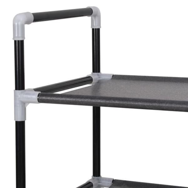 vidaXL Skohylla med 8 hyllor metall och non-woven tyg svart