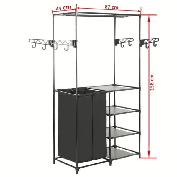 vidaXL Klesstativ stål og ikke-vevd stoff 87x44x158 cm svart