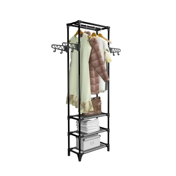 vidaXL Klädhängare stål och non-woven tyg 55x28,5x175 cm svart