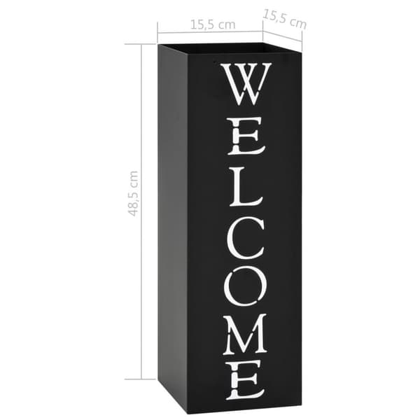 vidaXL Paraplystativ Welcome stål svart