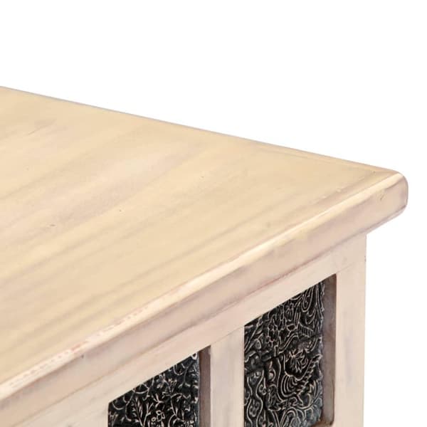 vidaXL opbevaringskasse i massivt akacietræ 110 x 40 x 45 cm hvid