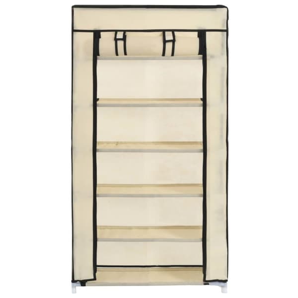 vidaXL skoskab med overtræk 58x28x106 cm stof cremefarvet