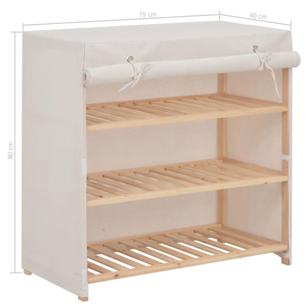vidaXL skoskab med overtræk 79 x 40 x 80 cm stof hvid