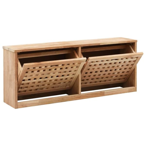 vidaXL Skobenk 94x20x38 cm heltre valnøtt