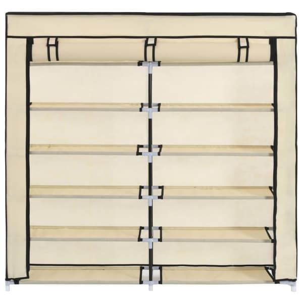 vidaXL Skoskap med trekk kremhvit 115x28x110 cm stoff