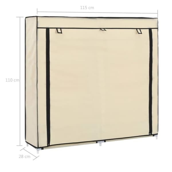 vidaXL Skoskap med trekk kremhvit 115x28x110 cm stoff