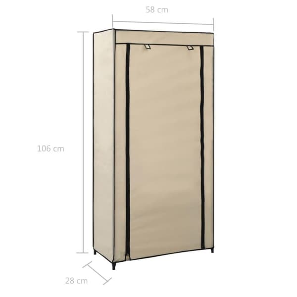 vidaXL Skoförvaring med överdrag gräddvit 58x28x106 cm tyg