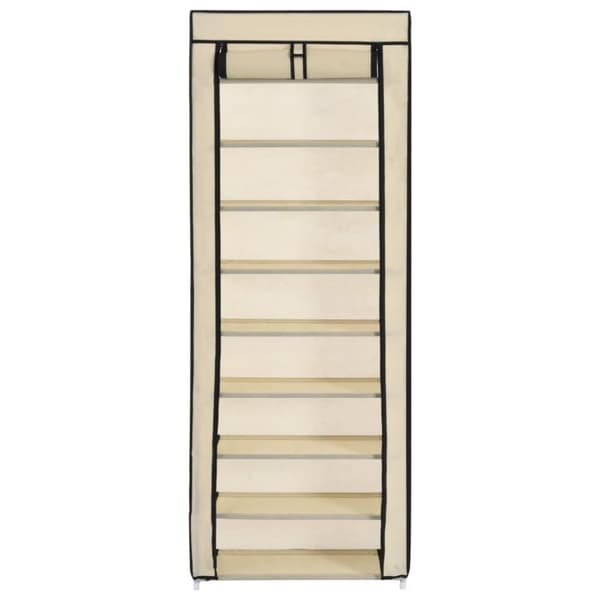 vidaXL skoskab med overtræk 57 x 29 x 162 cm stof cremefarvet
