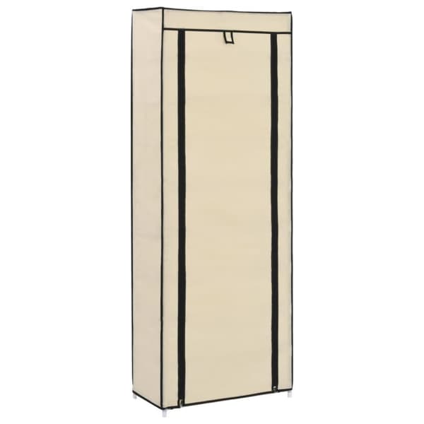 vidaXL skoskab med overtræk 57 x 29 x 162 cm stof cremefarvet