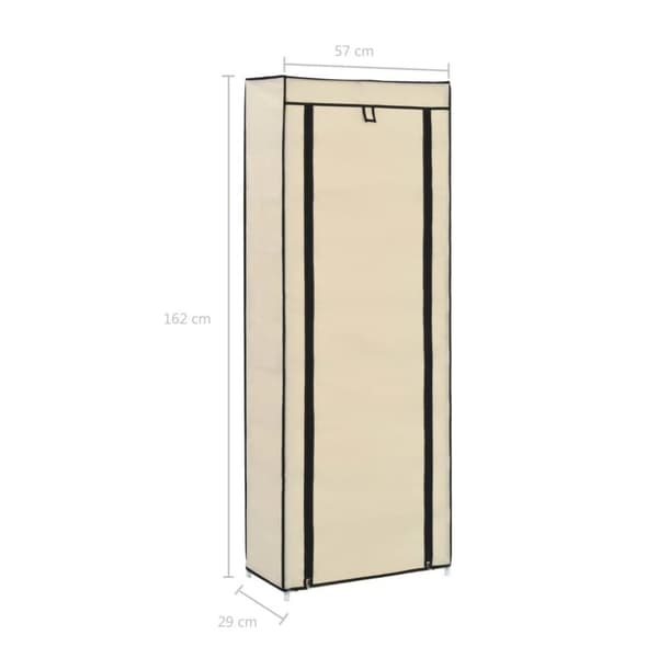 vidaXL skoskab med overtræk 57 x 29 x 162 cm stof cremefarvet