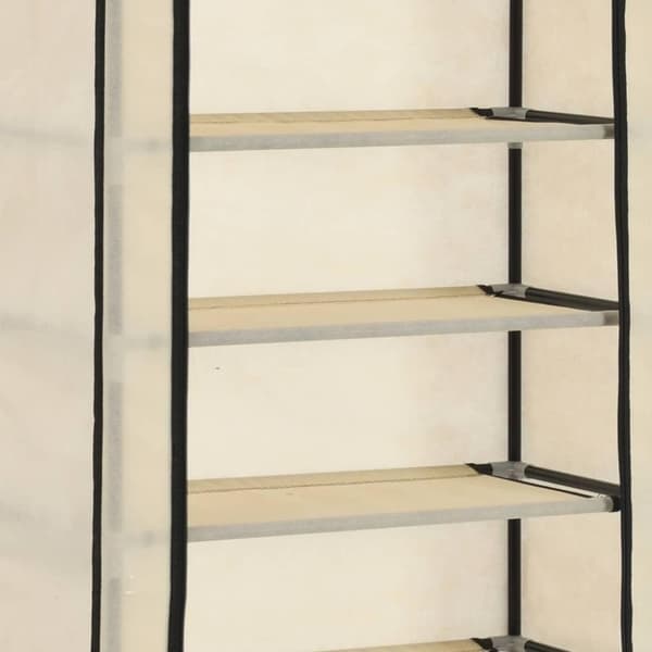vidaXL skoskab med overtræk 57 x 29 x 162 cm stof cremefarvet