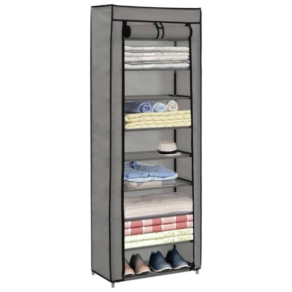 vidaXL Skoskap med trekk grå 57x29x162 cm stoff