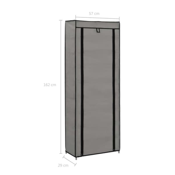 vidaXL Kenkäkaappi suojalla harmaa 57x29x162 cm kangas