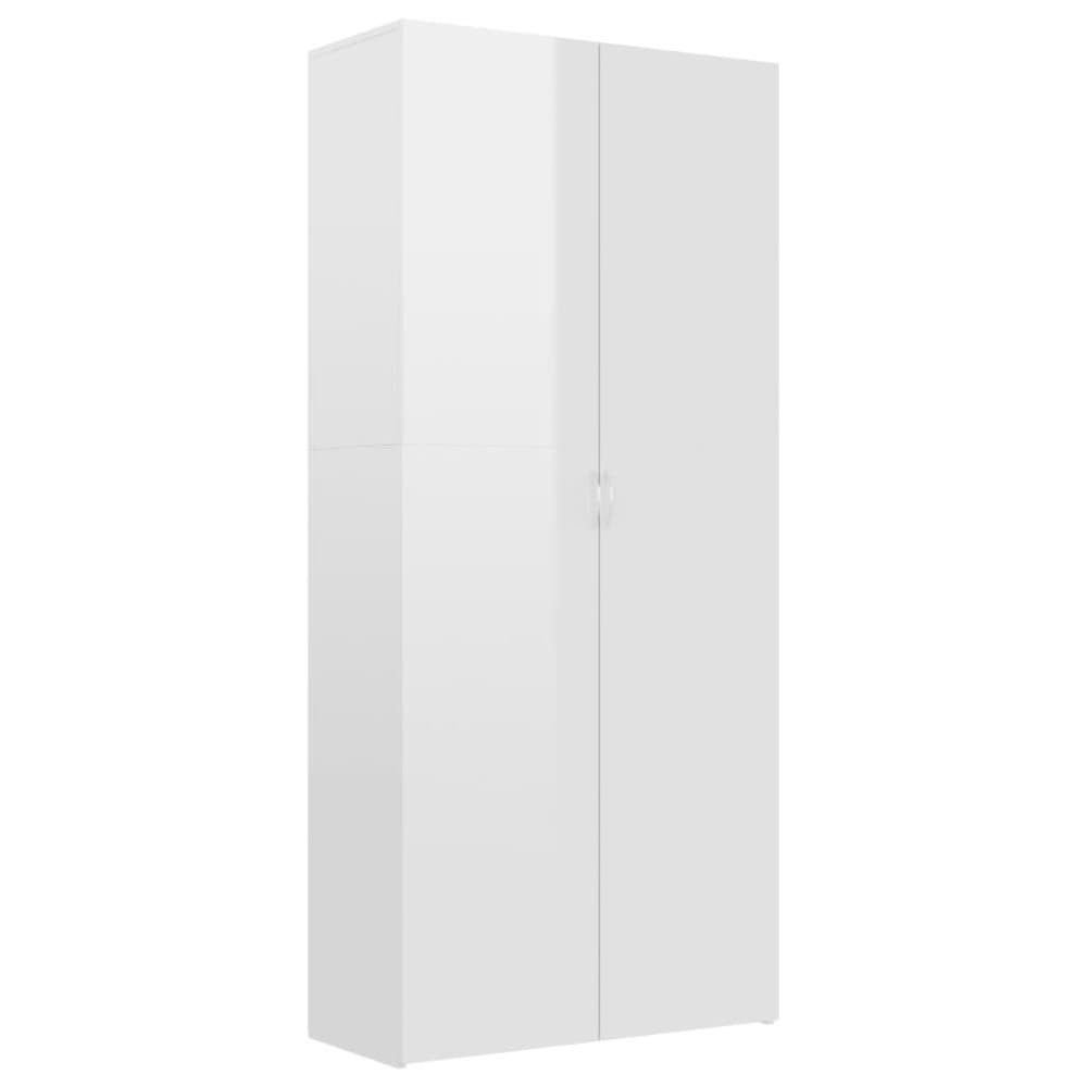 vidaXL Skoskåp vit högglans 80x35,5x180 cm spånskiva