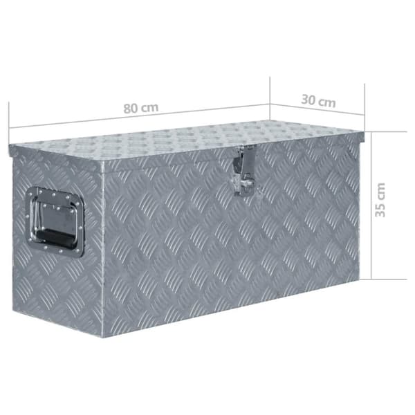 vidaXL Förvaringslåda aluminium 80x30x35 cm silver