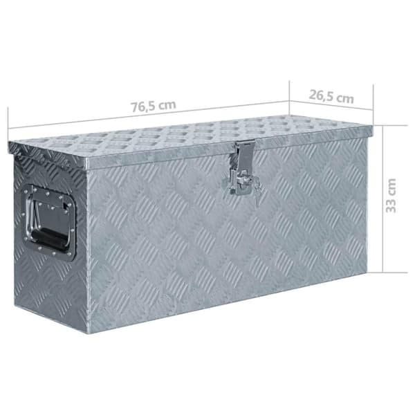 vidaXL Aluminiumsboks 76,5x26,5x33 cm sølv