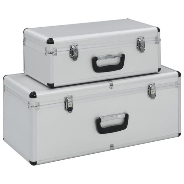 vidaXL Oppbevaringskasser 2 stk sølv aluminium