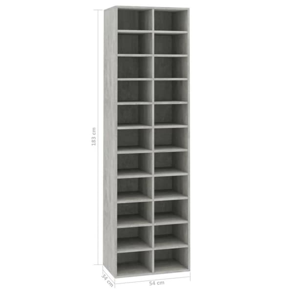 vidaXL Skoskap betonggrå 54x34x183 cm sponplate