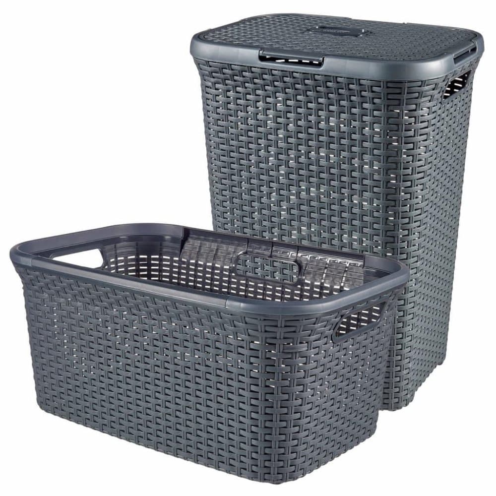 Curver Style Tvättkorg med korg 2 delar 45L+60L antracit